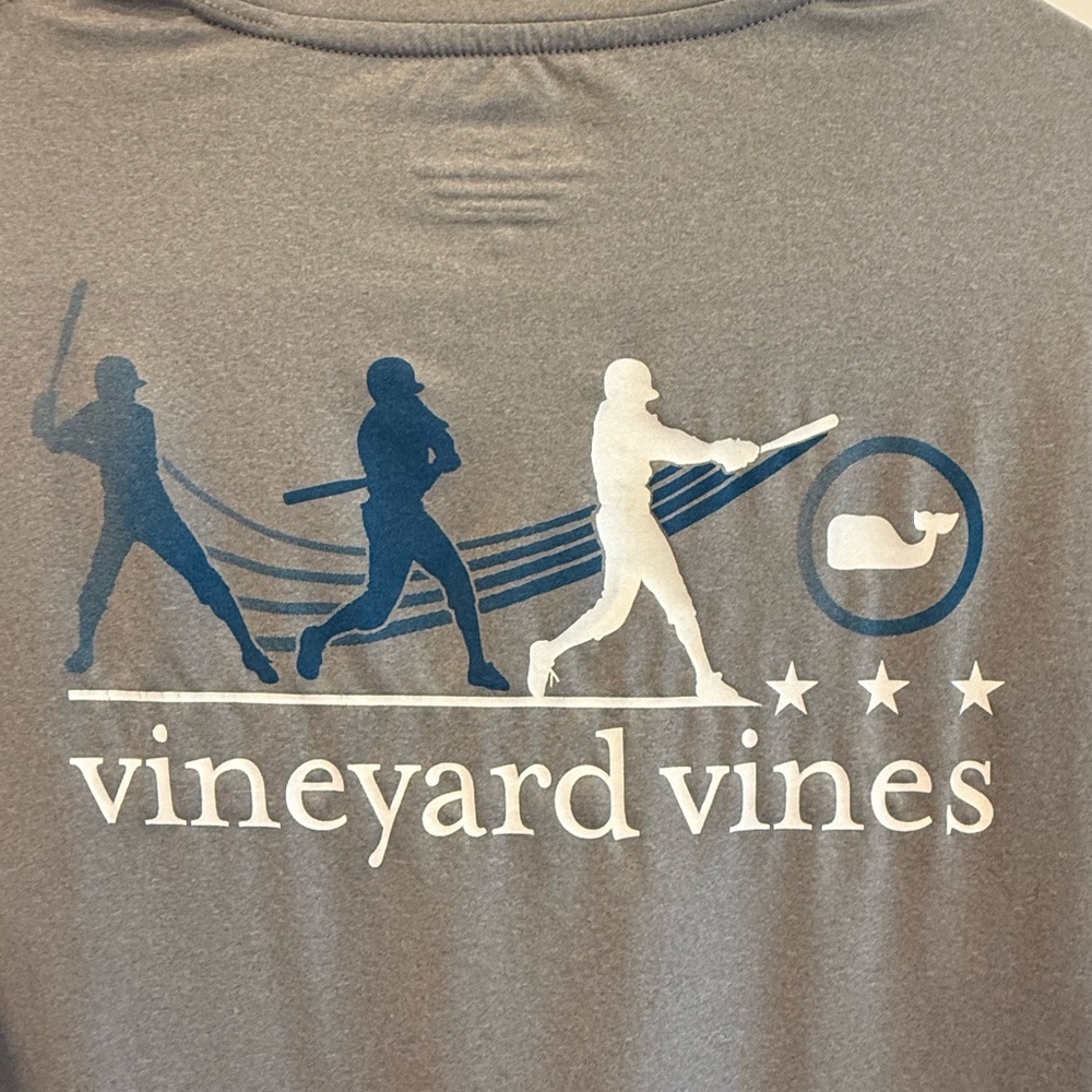 Vineyard Vines Performance Long Sleeve Tee Youth XL 18 Gray Baseball Graphic - Picture 5 of 5